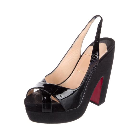 ❤️Christian Louboutin Patent Leather Slingback Heels❤️ - Picture 2 of 5